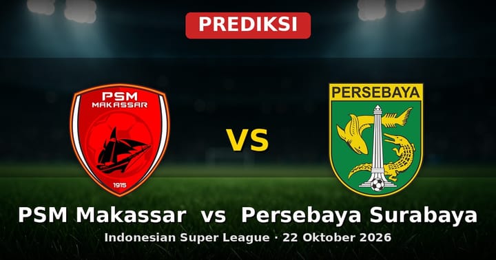 Prediksi PSM Makassar vs Persebaya Surabaya Liga Indonesia 22 Oktober 2026